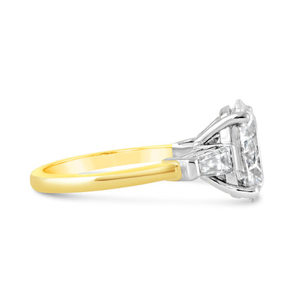 Oval &amp; Baguette Cut Engagement Ring 3.64ct