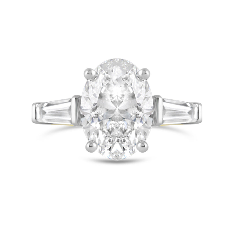 Oval &amp; Baguette Cut Engagement Ring 3.64ct