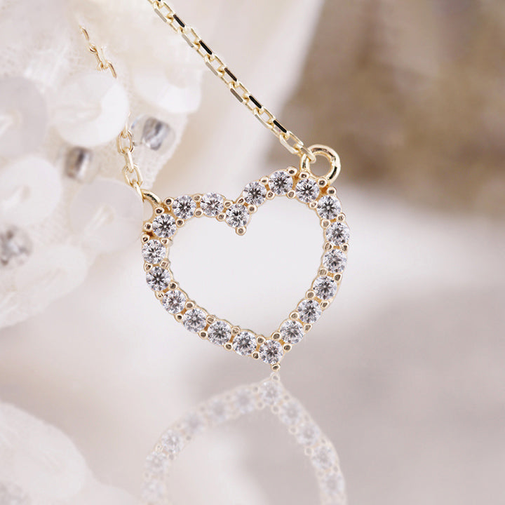 White Stone Heart Necklace