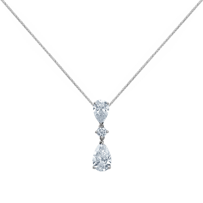 Pear &amp; Round Diamond Drop Pendant 1.65ct