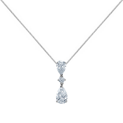 Pear &amp; Round Diamond Drop Pendant 1.65ct