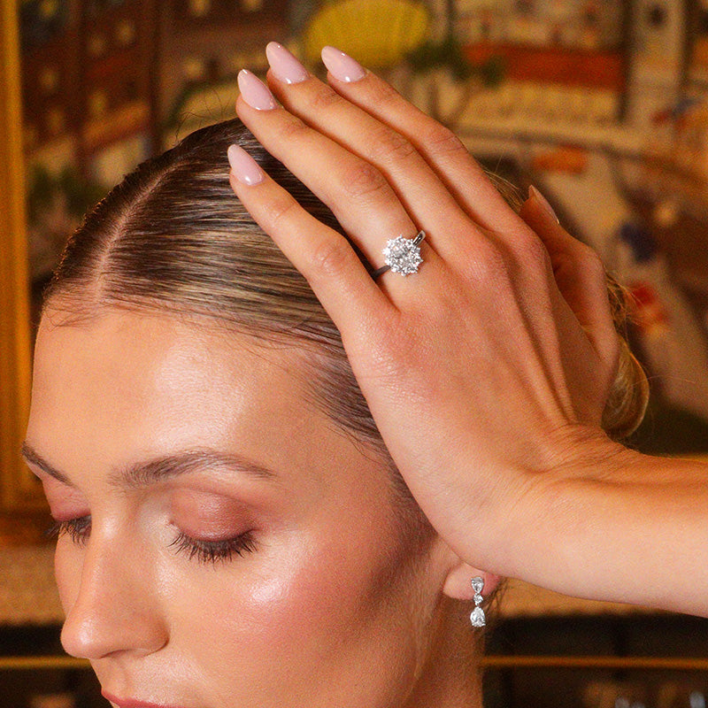 Double Pear &amp; Round Diamond Drop Earrings