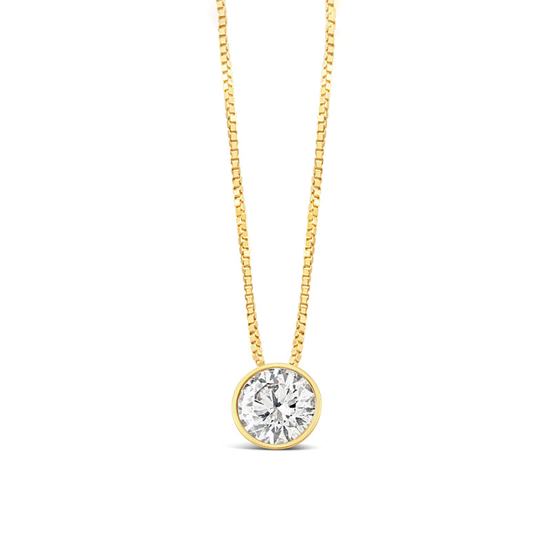 Round Brilliant Bezel Set Diamond Solitaire Pendant 1.03ct