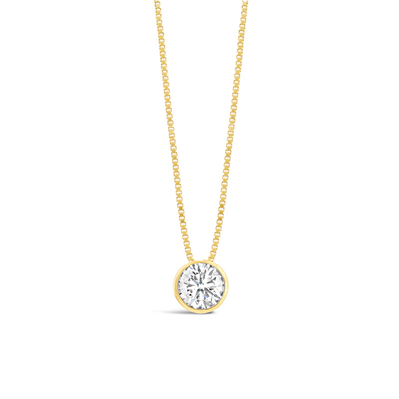 Round Brilliant Bezel Set Diamond Solitaire Pendant 0.70ct