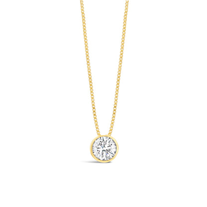 Round Brilliant Bezel Set Diamond Solitaire Pendant 0.70ct