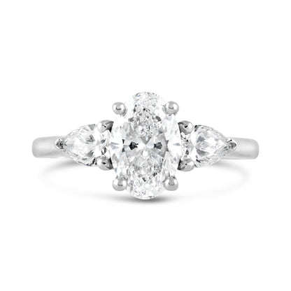 Oval &amp; Pear Three Stone Engagement Ring