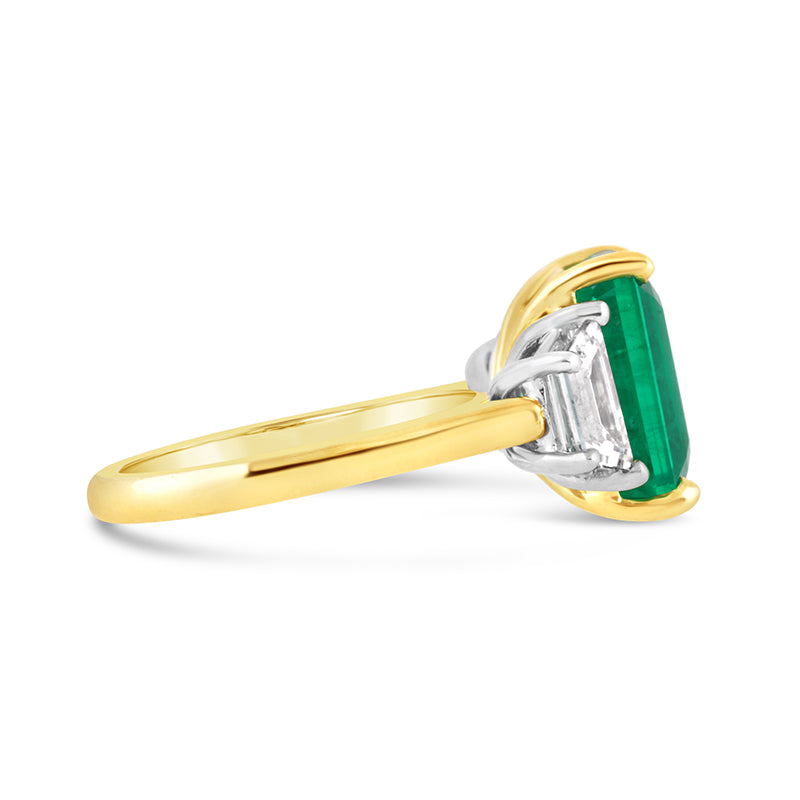 Beryl Emerald &amp; Diamond Three Stone Ring