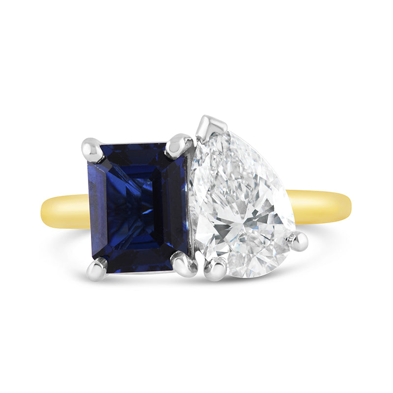 Sapphire &amp; Diamond Toi Et Moi Ring