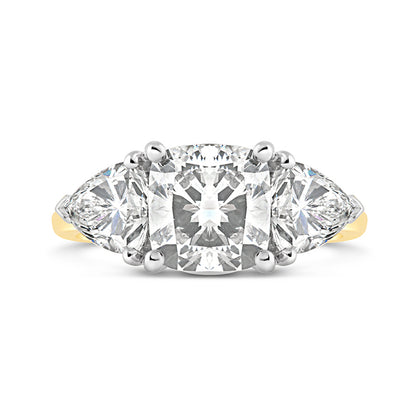 Cushion &amp; Trillion Diamond Three Stone Ring 3.67ct