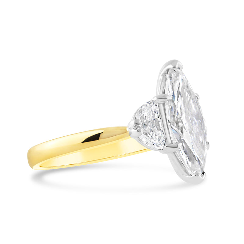 Marquise &amp; Half Moon Diamond Engagement Ring 3.89ct