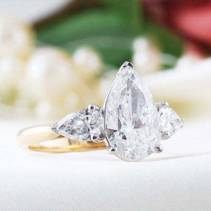 Pear Three Stone Engagement Ring 3.92ct