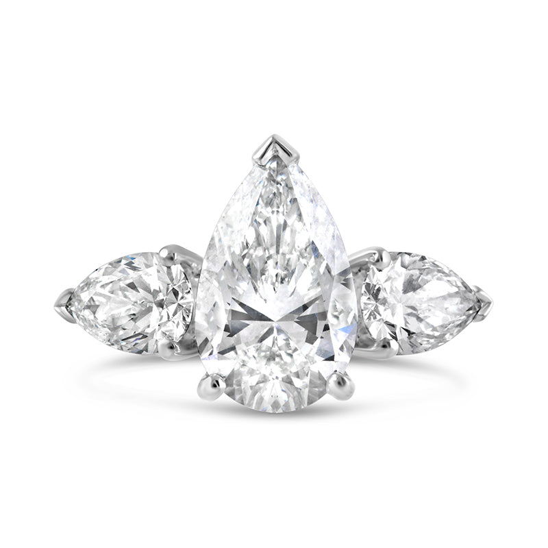 Pear Three Stone Engagement Ring 3.92ct