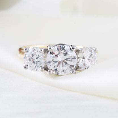 Round Brilliant Three Stone Engagement Ring 3.14ct