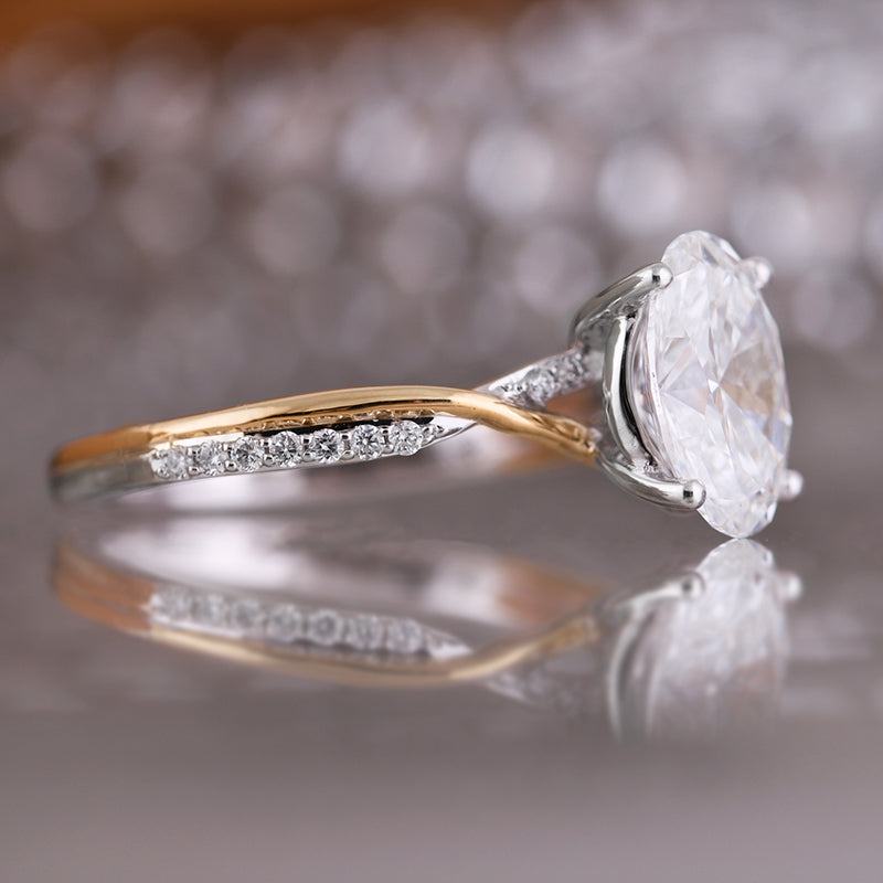 Oval Diamond Twist Band Solitaire Engagement Ring 2.15ct