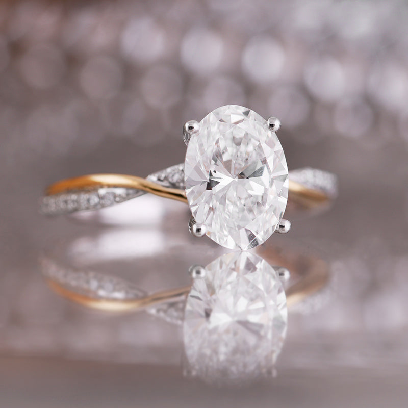 Oval Diamond Twist Band Solitaire Engagement Ring 2.15ct