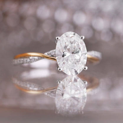 Oval Diamond Twist Band Solitaire Engagement Ring 2.15ct