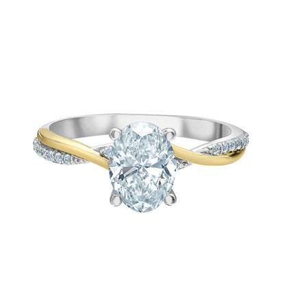 Oval Diamond Twist Band Solitaire Engagement Ring 2.15ct