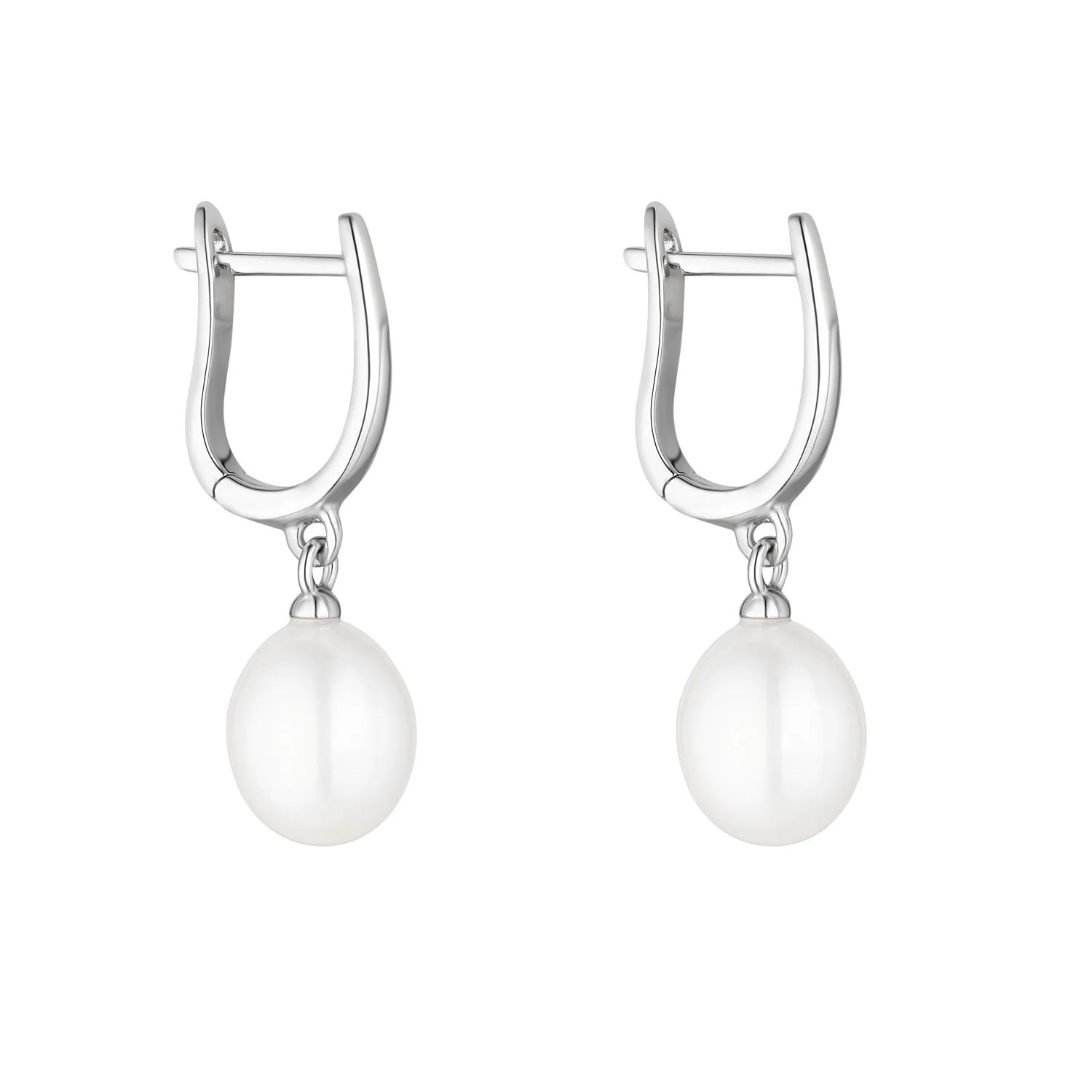 Drop Pearl Hoop Earrings