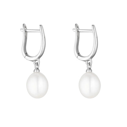 Drop Pearl Hoop Earrings