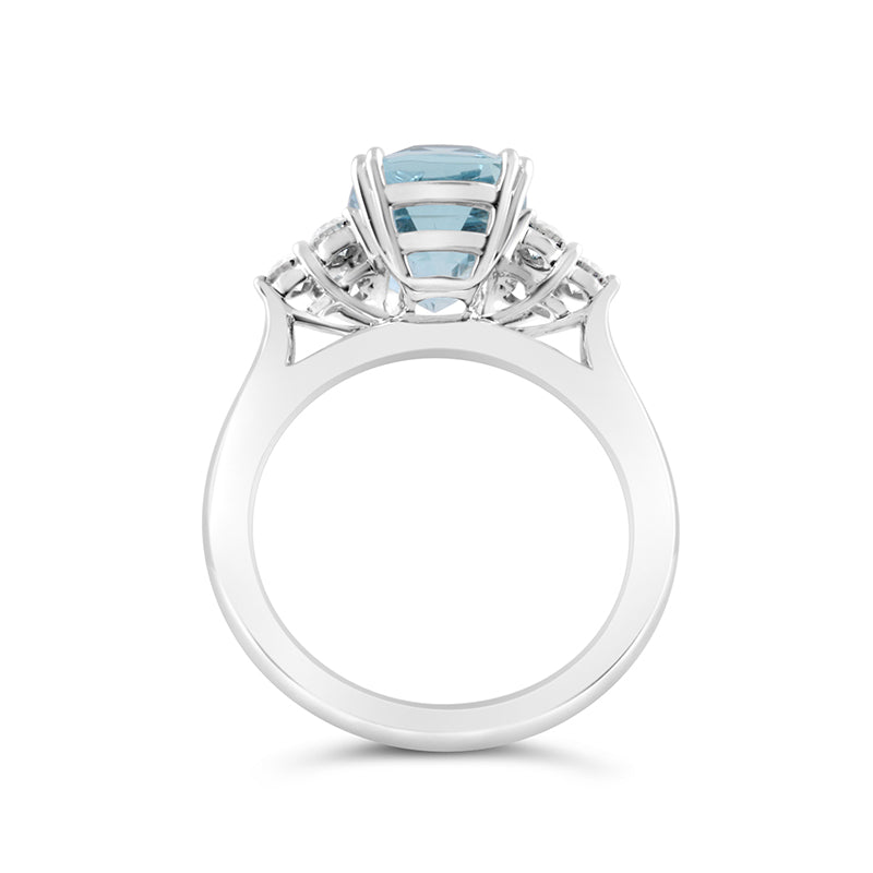 Cushion Cut Aquamarine &amp; Diamond Ring