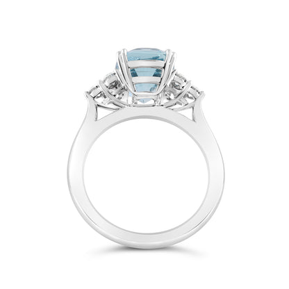 Cushion Cut Aquamarine &amp; Diamond Ring