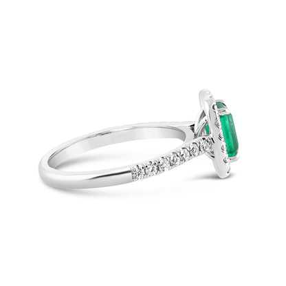 Zambian Emerald &amp; Diamond Halo Ring