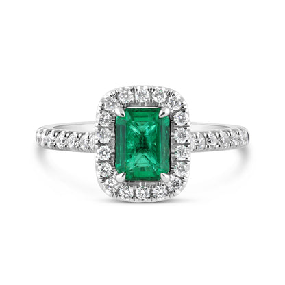 Zambian Emerald &amp; Diamond Halo Ring