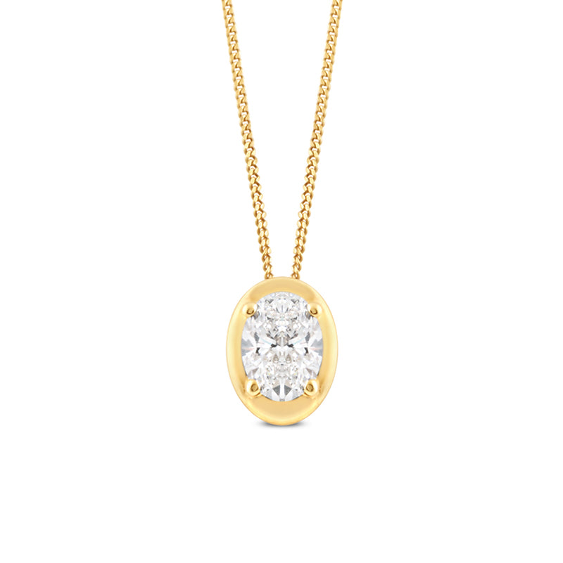 Bezel Set Oval Diamond Pendant 0.50ct