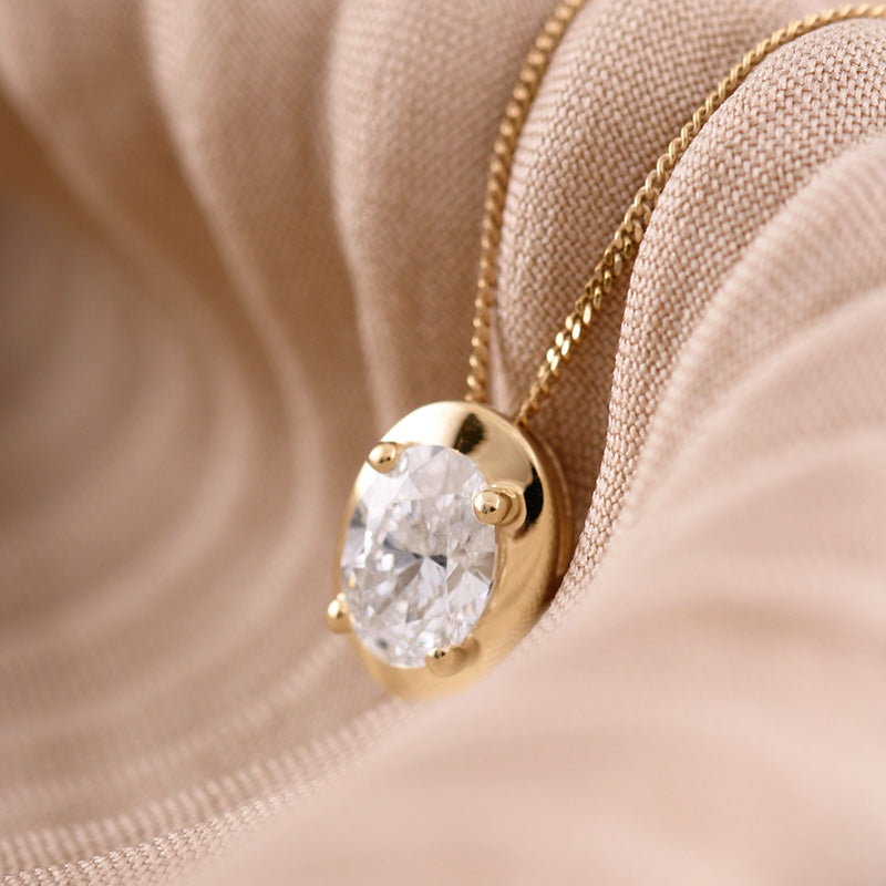 Bezel Set Oval Diamond Pendant 0.50ct