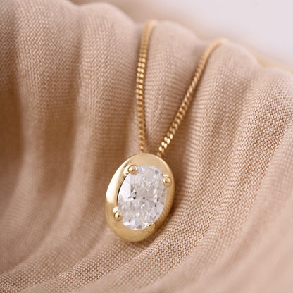 Bezel Set Oval Diamond Pendant 0.50ct