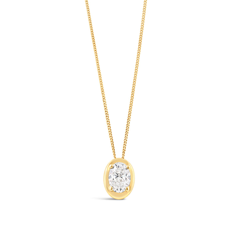 Bezel Set Oval Diamond Pendant 0.50ct