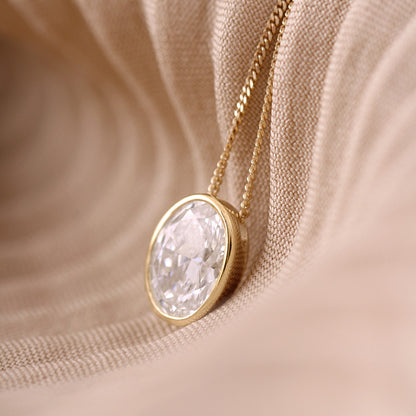 Bezel Set Oval Diamond Pendant 0.70ct