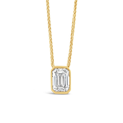 Bezel Set Emerald Diamond Pendant 0.75ct