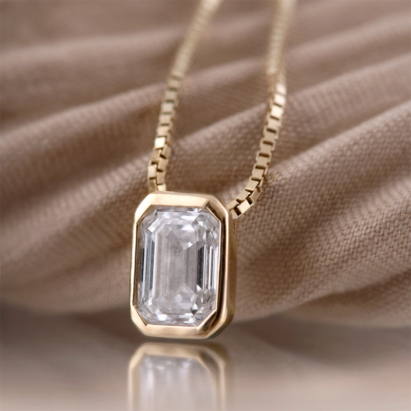 Bezel Set Emerald Diamond Pendant 0.75ct