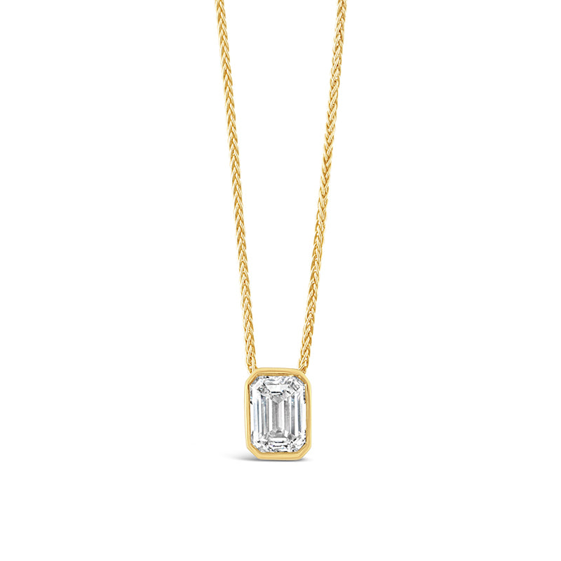 Bezel Set Emerald Diamond Pendant 0.75ct