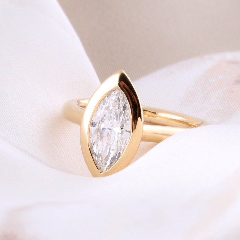 Marquise Cut Bezel Set Solitaire Engagement Ring 1.53ct