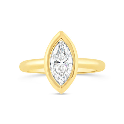Marquise Cut Bezel Set Solitaire Engagement Ring 1.53ct