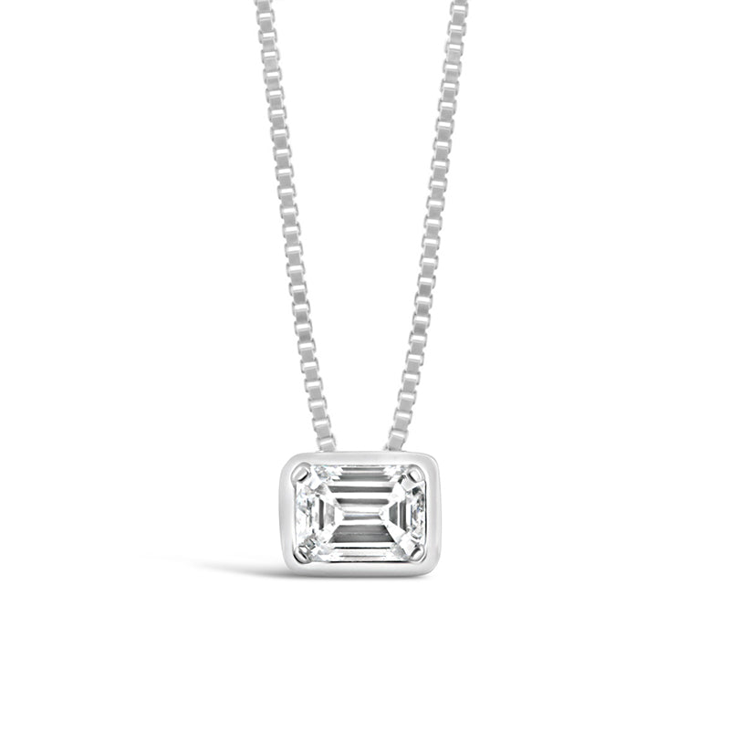 Bezel Set Emerald Diamond Pendant 0.74ct