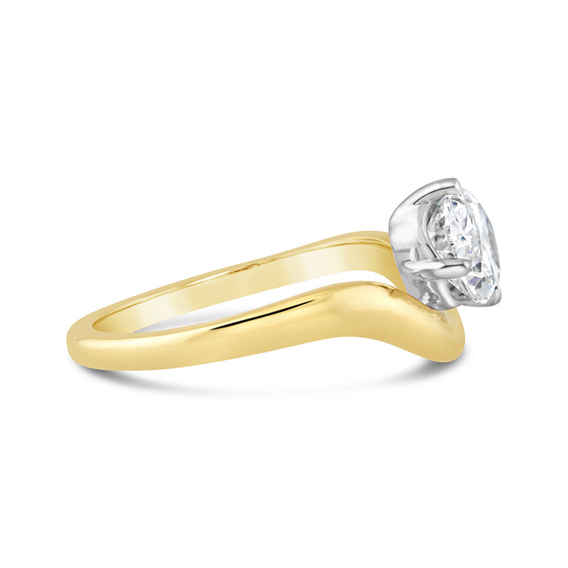 Floating Oval Solitaire Wave Diamond Ring 1.59ct