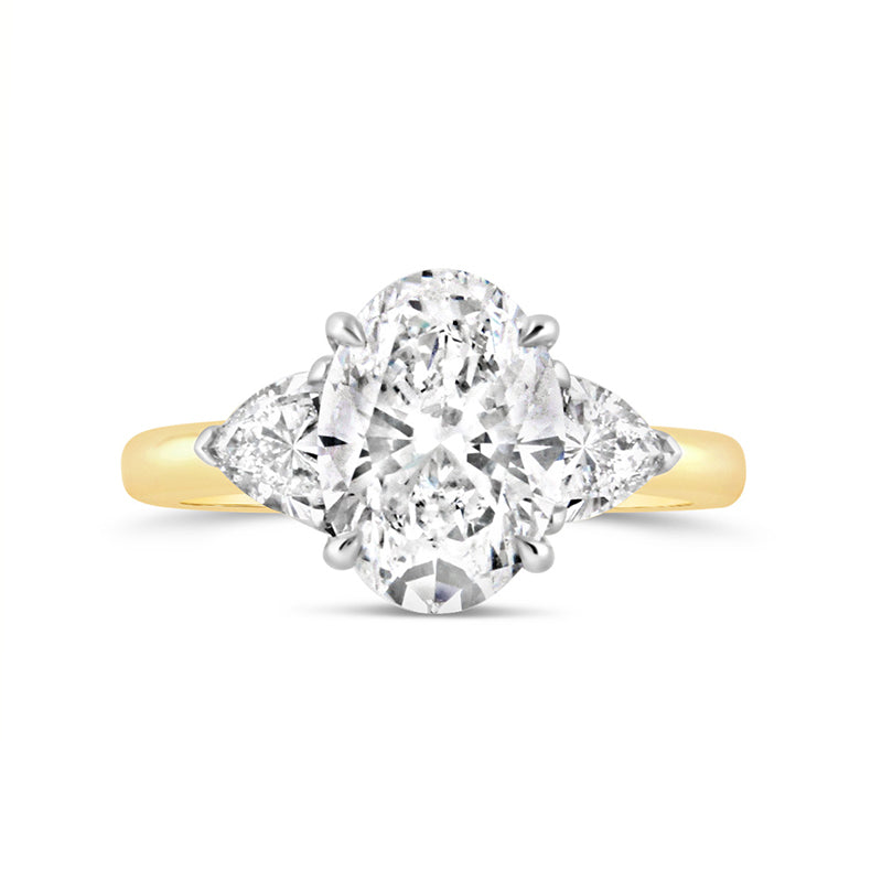 Oval &amp; Trillion Three Stone Engagement Ring 3.81ct