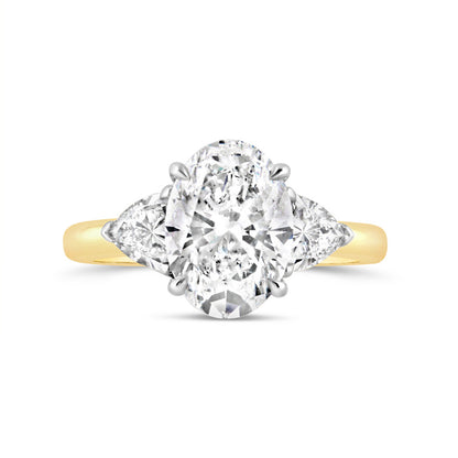 Oval &amp; Trillion Three Stone Engagement Ring 3.81ct