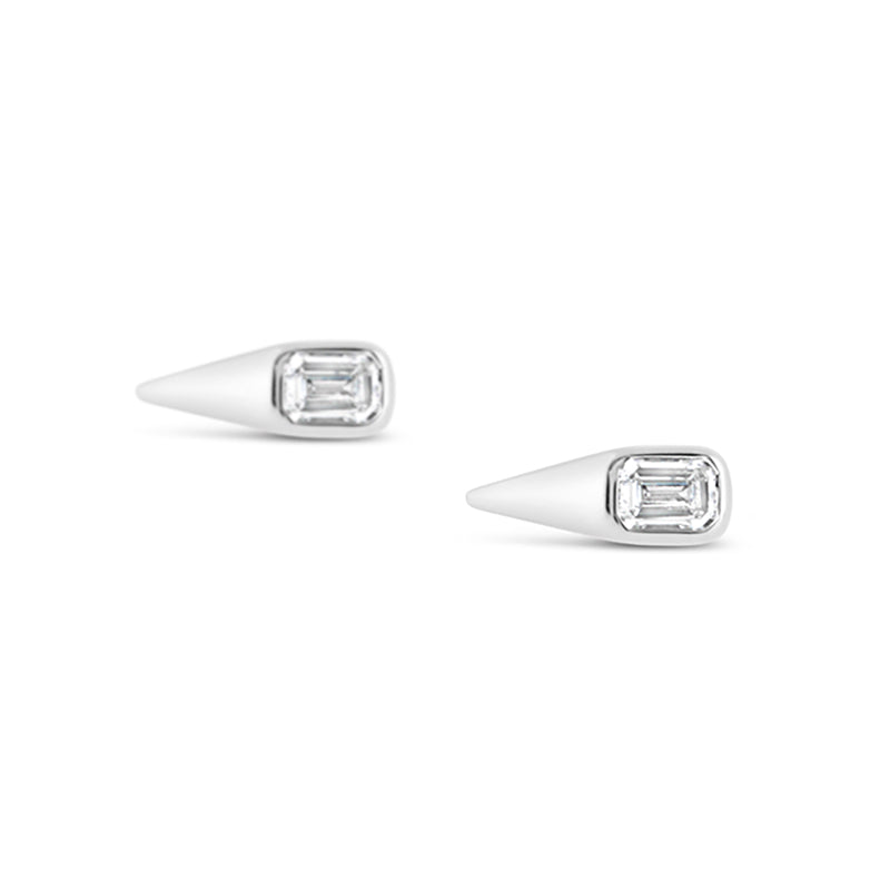 Diamond Solitaire Spike Stud Earrings