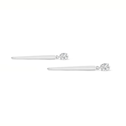 Diamond &amp; White Gold Bar Drop Earrings 0.34ct