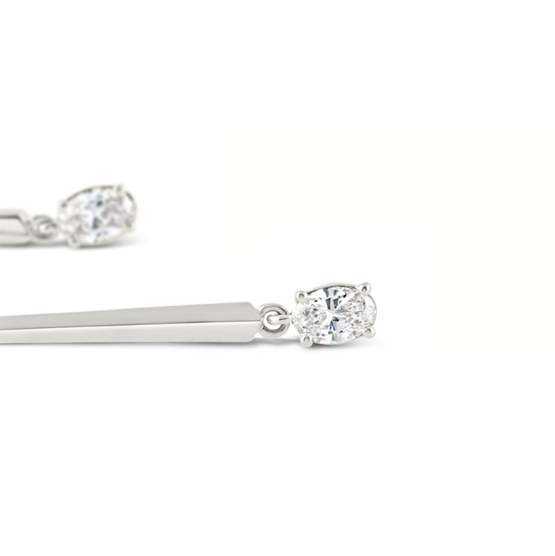 Diamond &amp; White Gold Bar Drop Earrings 0.34ct