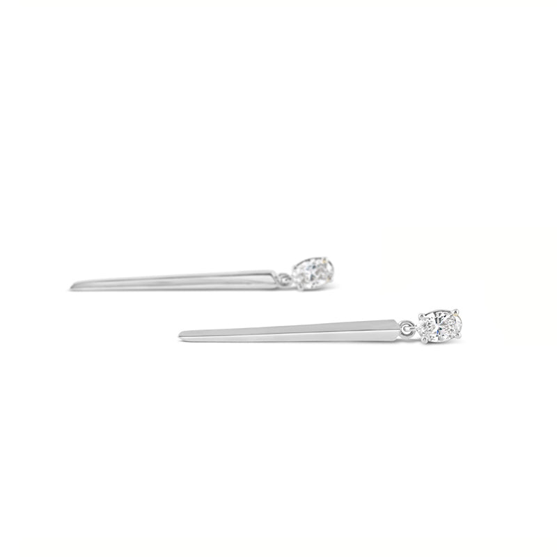 Diamond &amp; White Gold Bar Drop Earrings 0.34ct