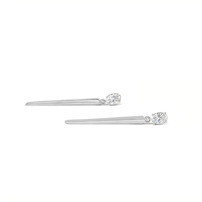 Diamond &amp; White Gold Bar Drop Earrings 0.34ct