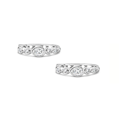 Pear &amp; Round Bezel Set Diamond Hoop Earrings 0.52ct