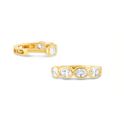 Oval Bezel Set Oval Diamond Hoop Earrings 0.84ct