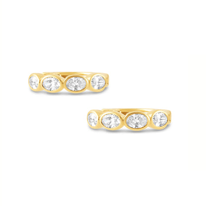 Oval Bezel Set Oval Diamond Hoop Earrings 0.84ct