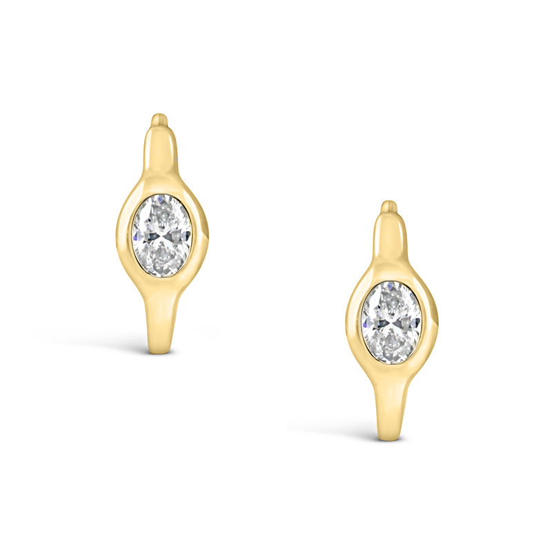 Solitaire Bezel Set Diamond Hoop Earrings 0.30ct